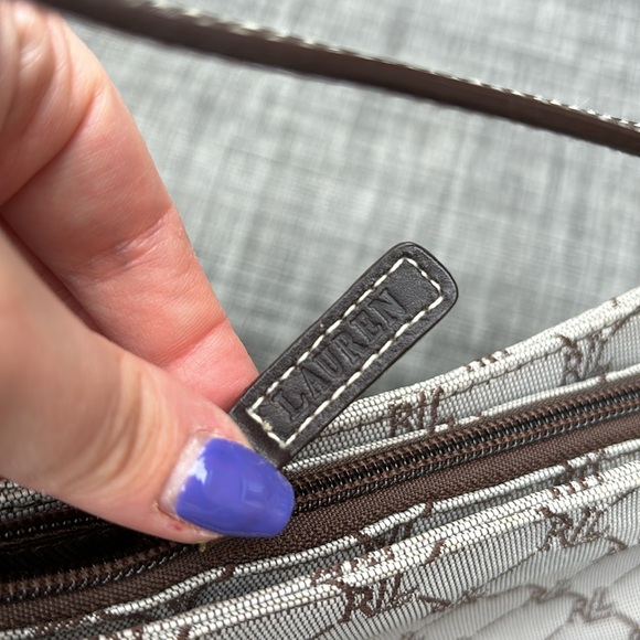Vintage Y2K Lauren Ralph Lauren Monogram Cotton Canvas Mini Shoulder Bag - Picture 6 of 9